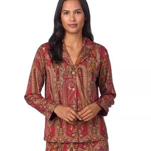 Lauren Ralph Lauren - Red Paisley Sateen Lounge Top